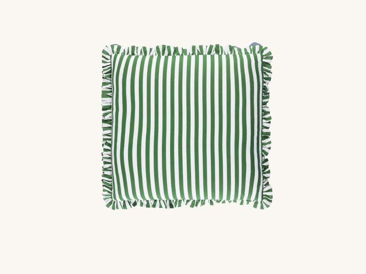 Basil Stripe Ruffle Pillow