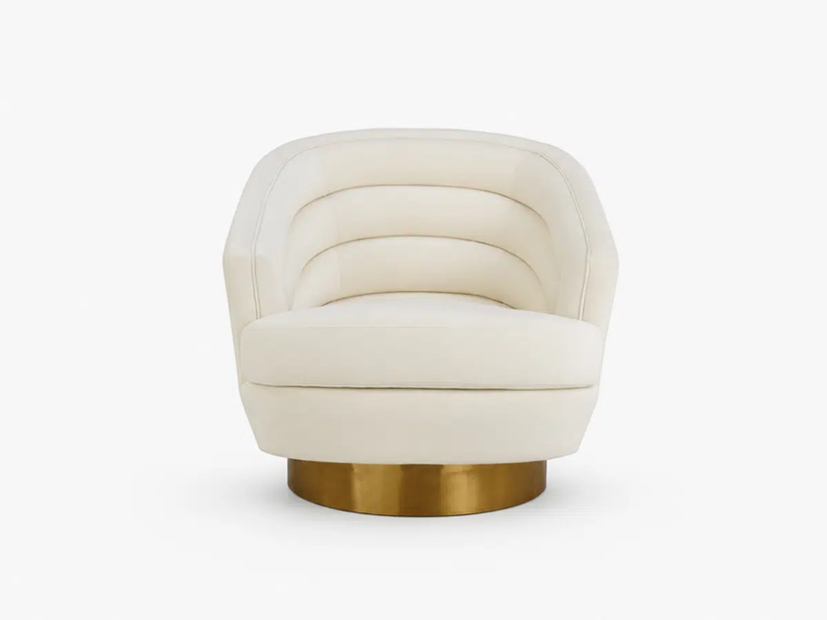 Cream Crescent Swivel Chair