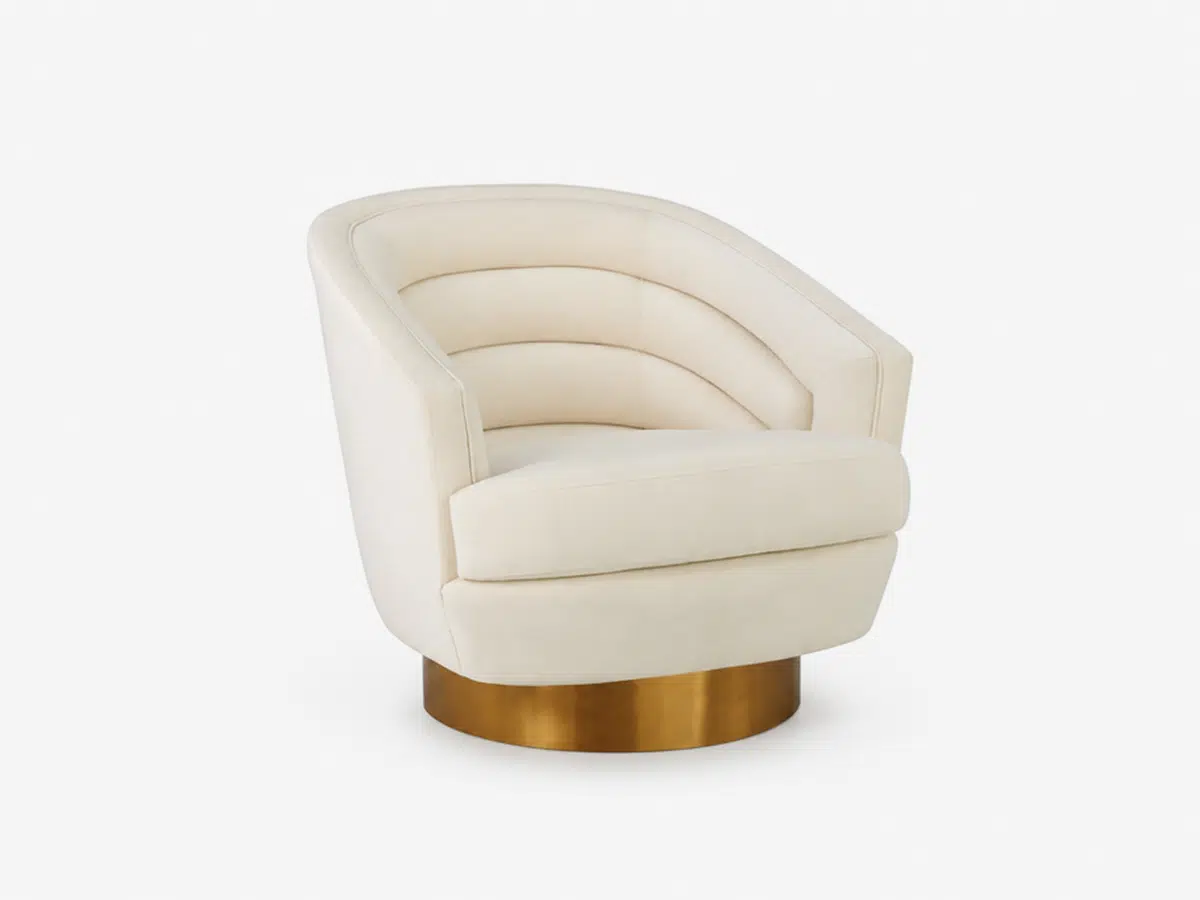 Cream Crescent Swivel Chair