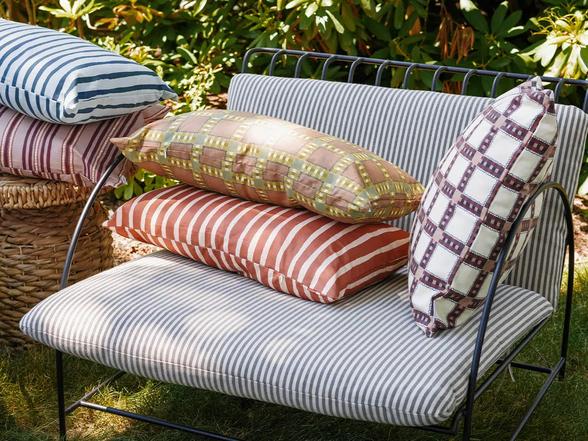 Supper Gingham Verbena Lumbar Pillow