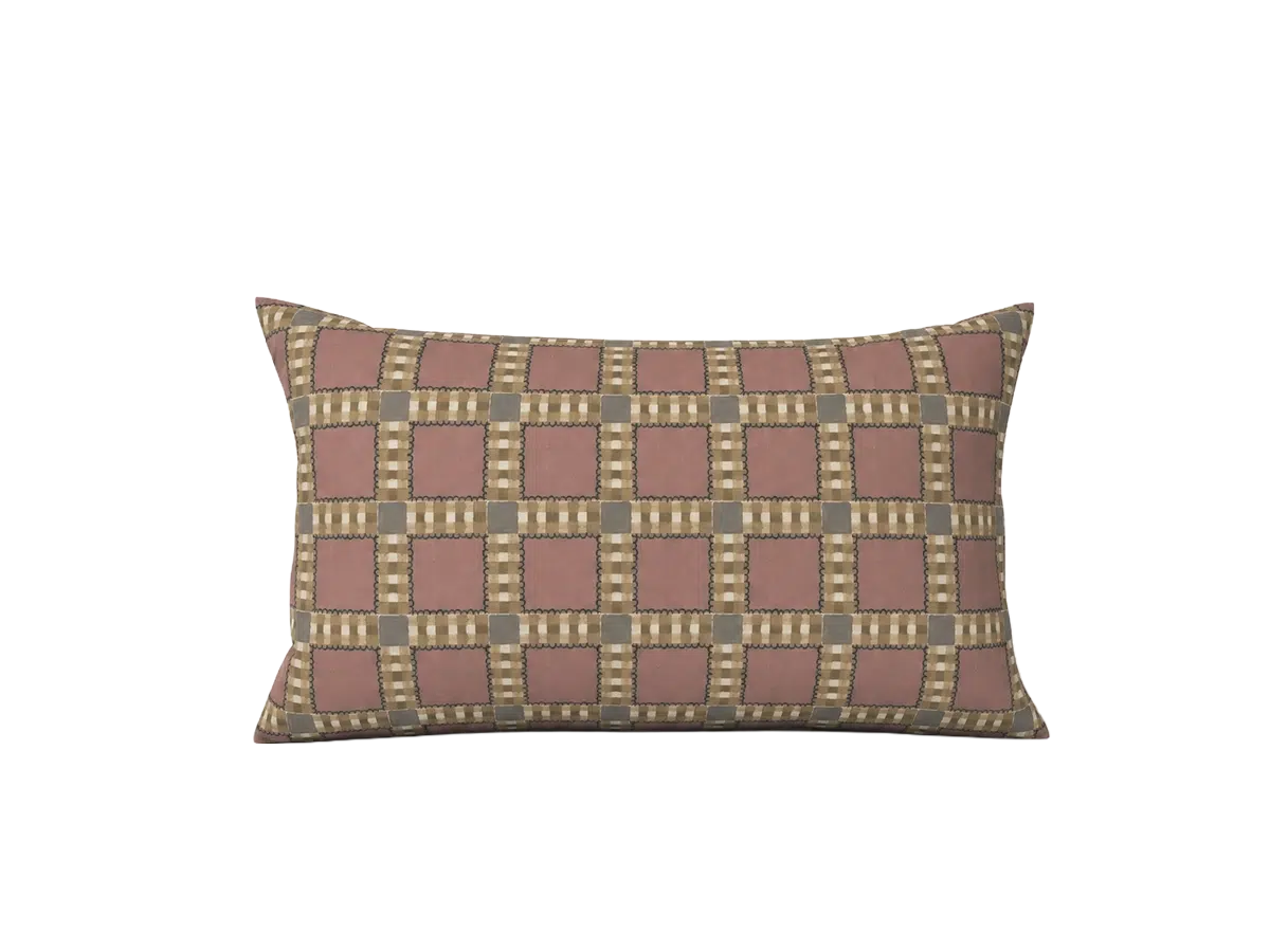 Supper Gingham Verbena Lumbar Pillow