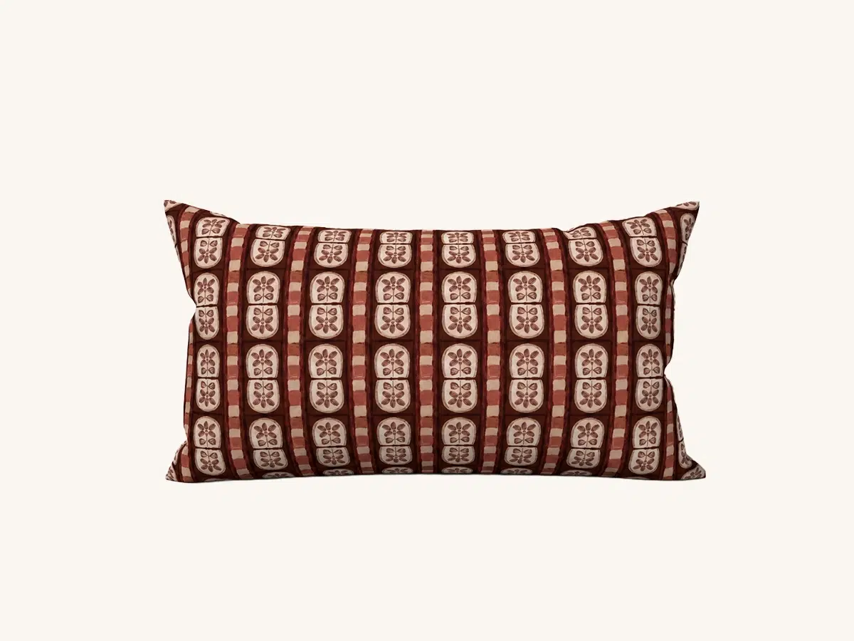 Heirloom Stripe Garnet Lumbar Pillow