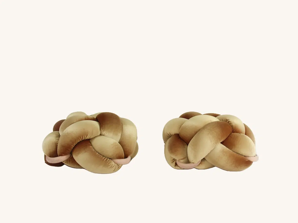 Mustard Knot Floor Pillow Set of 2