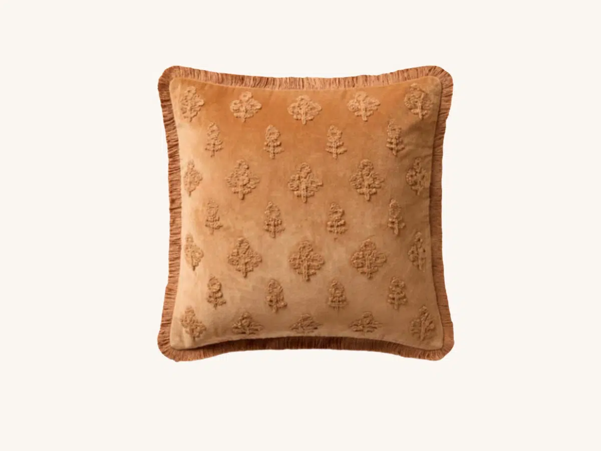 Sable Embroidered Velvet Pillow