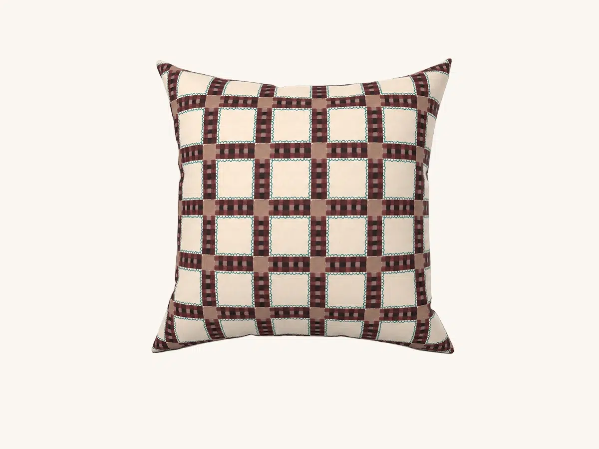 Supper Gingham Fig Square Pillow