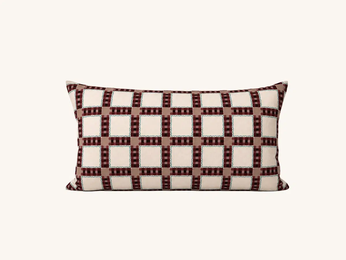 Supper Gingham Fig Lumbar Pillow