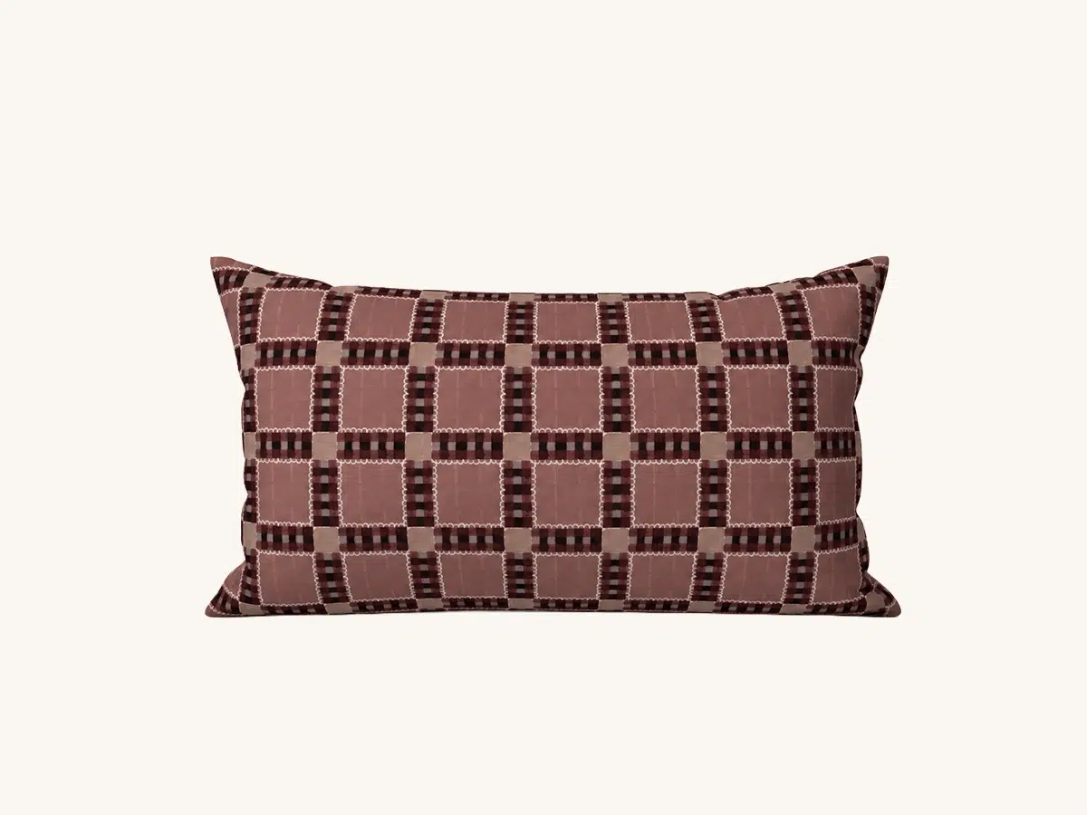 Supper Gingham Plum Lumbar Pillow